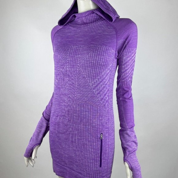 Lululemon Rest Less Hoodie Women 4? *Flaw Heathered Violet Long SleeveTop Pocket - Picture 3 of 16